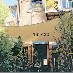 16’ X 20’ Sun Shade Rectangular Sun Sail Sun Screen Beige 