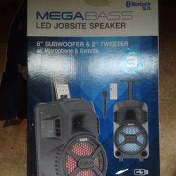 Mega Bass Bluetooth | FM Radio Led Jobsite Speaker 8'Sub 2Tweeters 20W Tzumi 