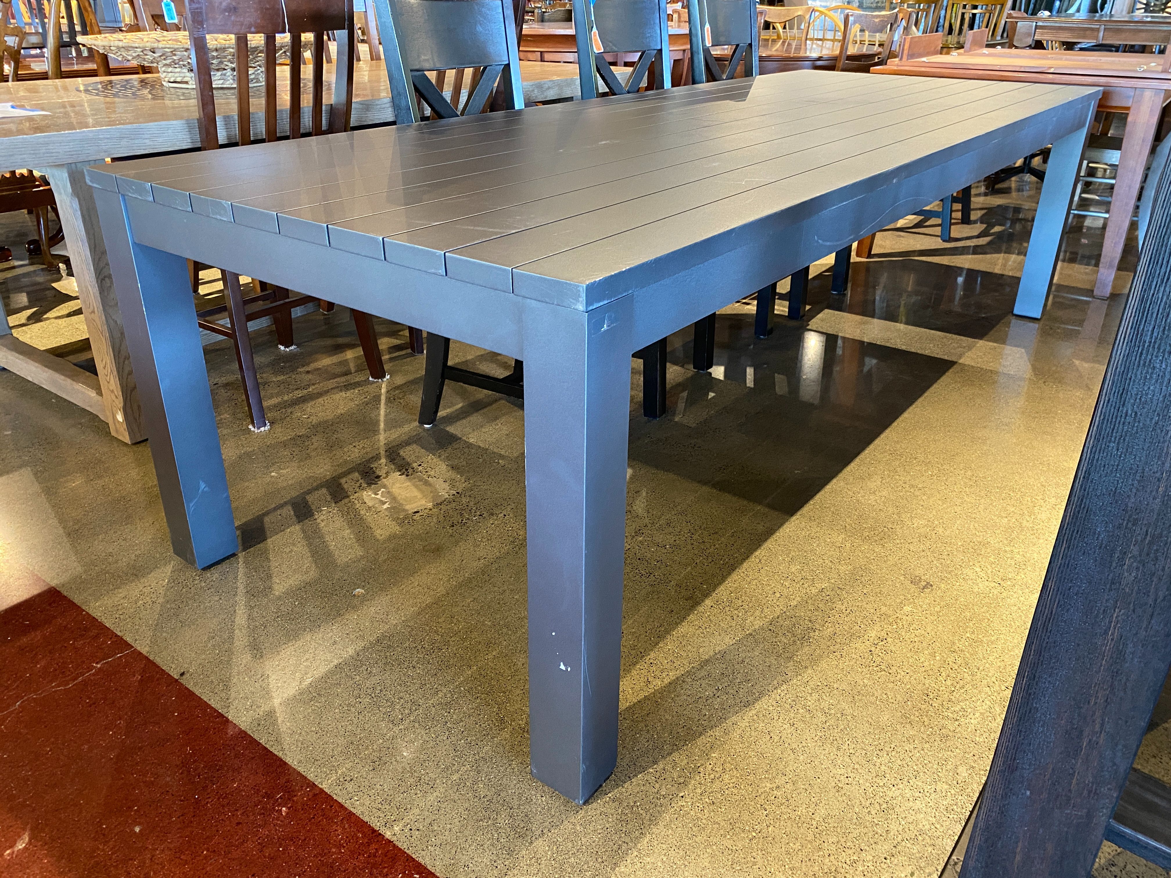 Large Grey Metal Dining Table