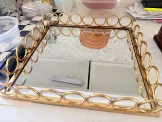 ✨ Gold Mirrored Decorative Vanity Tray