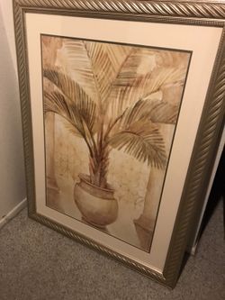 Framed tropical art palm tree - office, store,home large size