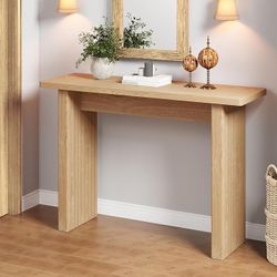 Fluted Entryway Console Table, Wooden Rectangular Sofa Table for Entrance, Narrow Wood Entryway Small Long Entry Table for Hallway, Living Room (Natur