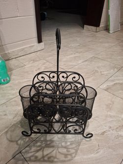 Black Metal Scrollwork Utensil Caddy