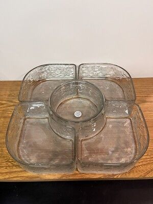 Princess House 513 5pc Fantasia Crystal Chip & Dip Set