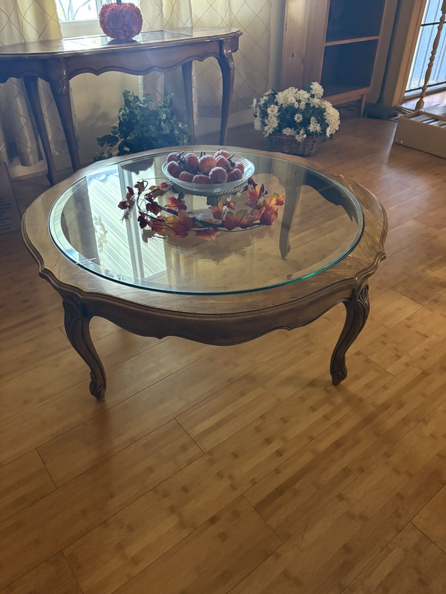 Pecan Glass Coffee  Table