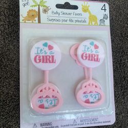 Baby Shower It’s A Girl Mini Rattle 4 Pack 