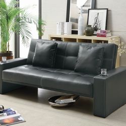 Black Leather Futon