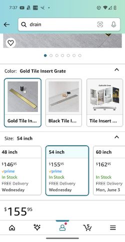 54 Inch Shower Drain, Brand New In Box