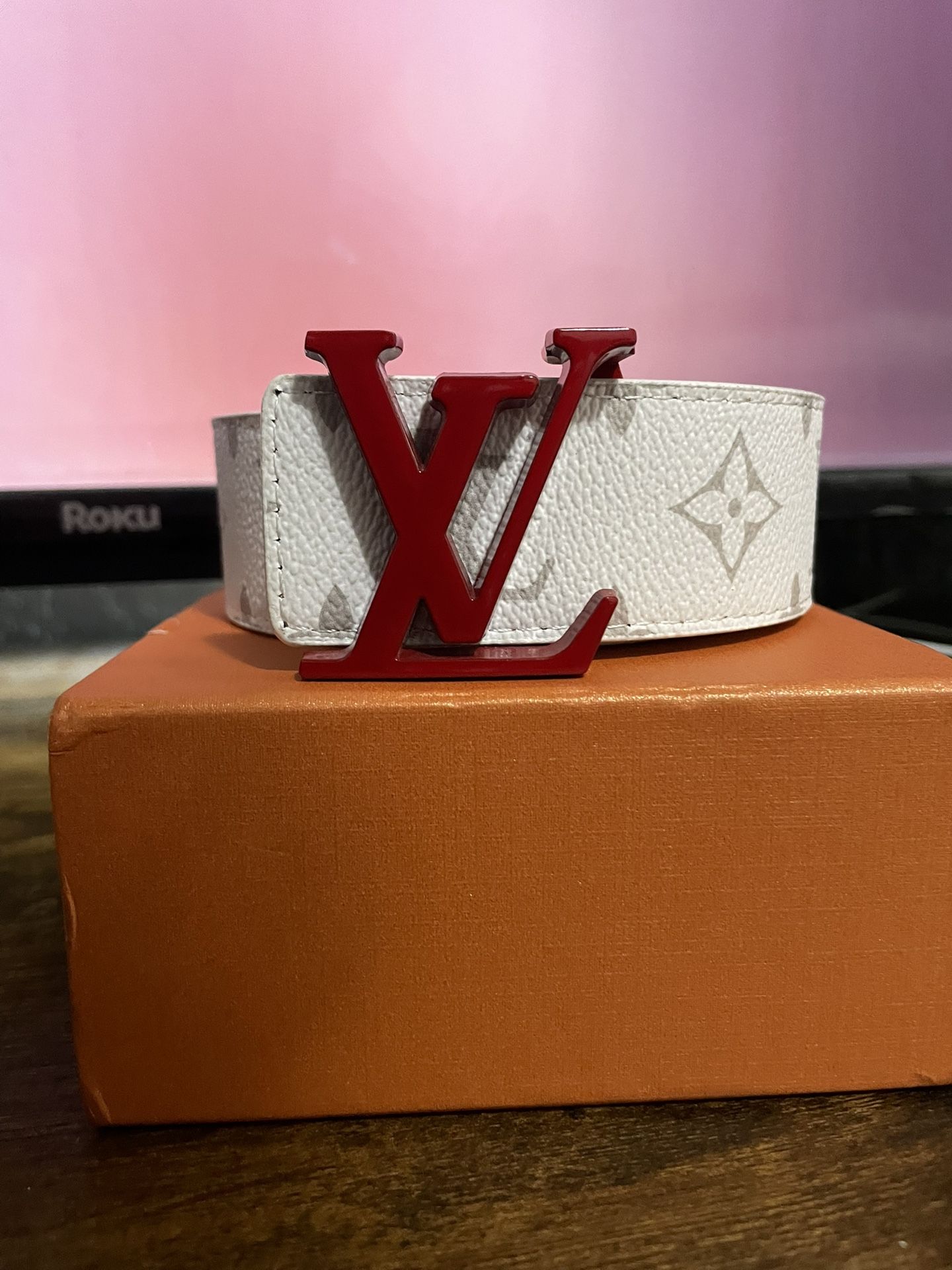 Louis Vuitton belt white and red