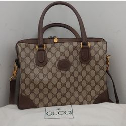 Authentic Vintage Gucci Interlocking GG Monogram Supreme Boston Satchel Shoulder Bag