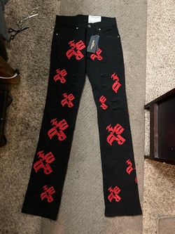 FWRD Denim Jet Black / Red Stacked Jean