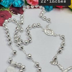 Rosary Sterling Silver Real 22"inches 