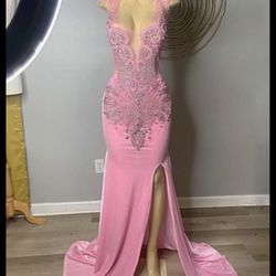 Prom Dress (Light pink with feathers)