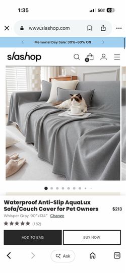 Waterproof Anti-Slip Aqualux Sofa/Couch Cover for Pet Owners 90x134