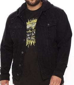  (Fashion Nova) Men Denim  Jacket With Hoodie