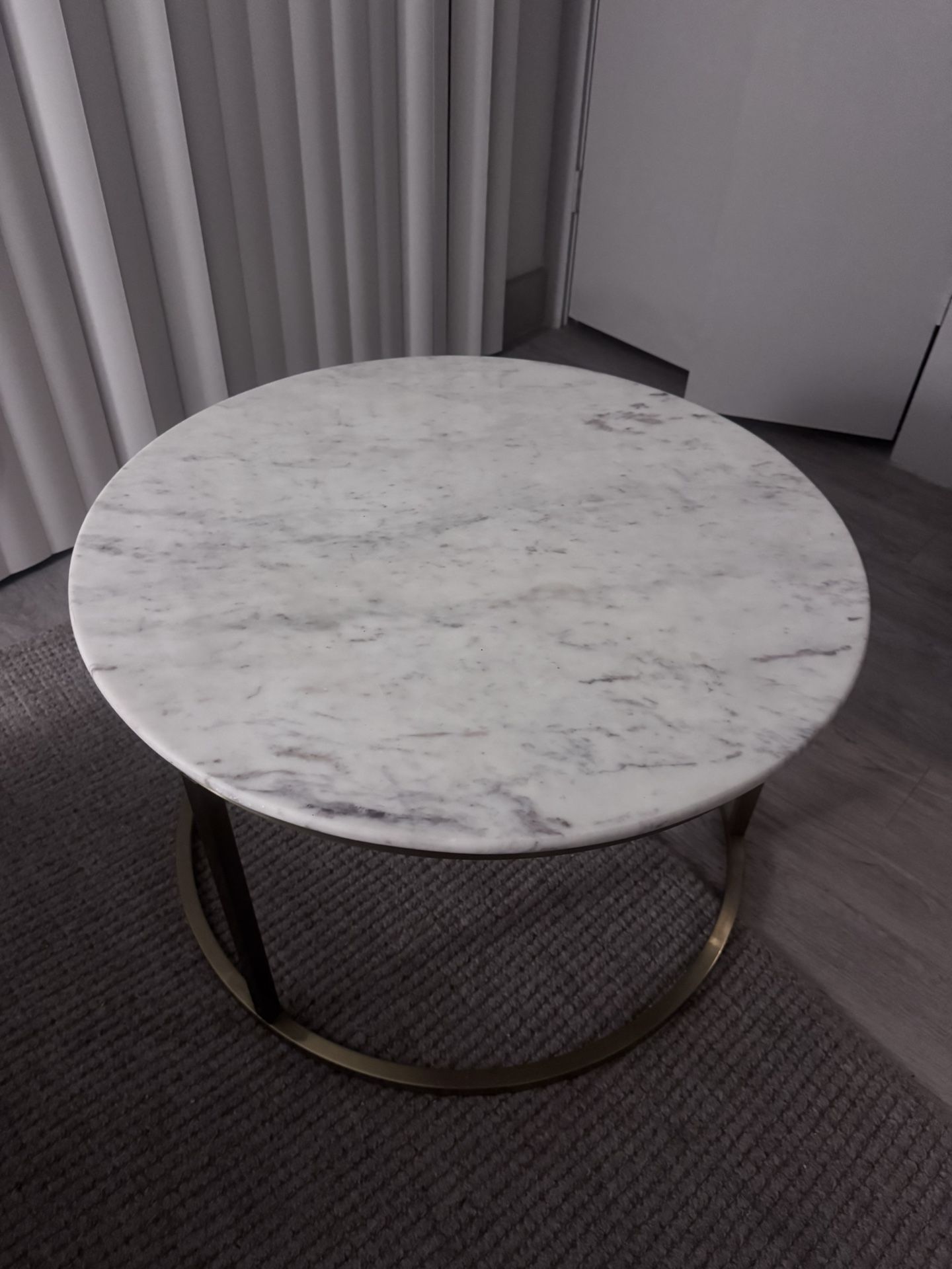 World Market Milan Round White Marble and Metal Coffee Table