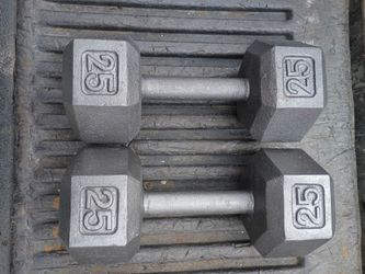 Set of Two 25 lb Weights Dumbbells