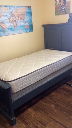 Twin Tamarack style panel bed with mattress