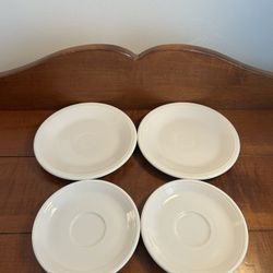 Genuine Fiesta White Set of 2 Bread & Butter Plates 7.25” and 2 Saucers - Just Over 5.75”