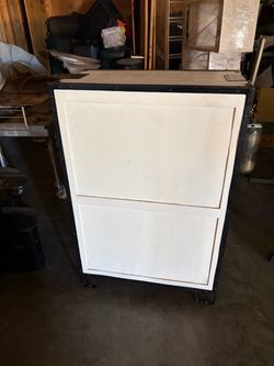 Industrial Metal Frame Cabinet with White Panels
