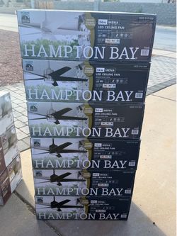 Hampton Bay Mena 54 in. White Color Changing Integrated LED Indoor/Outdoor Ceiling Fan with Light Kit and Remote  $100 EACH ( 100CADA UNOS)