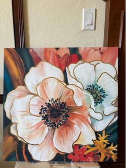 Flower artwork on canvas