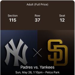 Padres Ticket Vs Yankees Sunday 