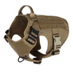 Tactical Dog Harness,X-Large Size, Working Dog MOLLE Vest with Handle, No Pulling Front Leash Clip,