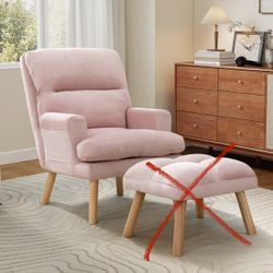 Accent Chair  Adjustable Backrest Seat,Velvet Fabric Chair for All Age,Pink
