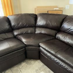 Leather Sectional (2 Recliners And Sleeper Sofa)