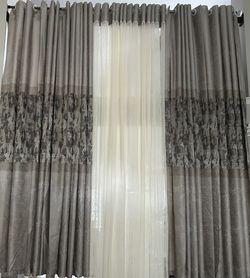 Luxury High-Ceiling Blackout & Sheer Curtain Set DRAMATIC SIZE! Perfect for 10-foot ceilings or large windows. 