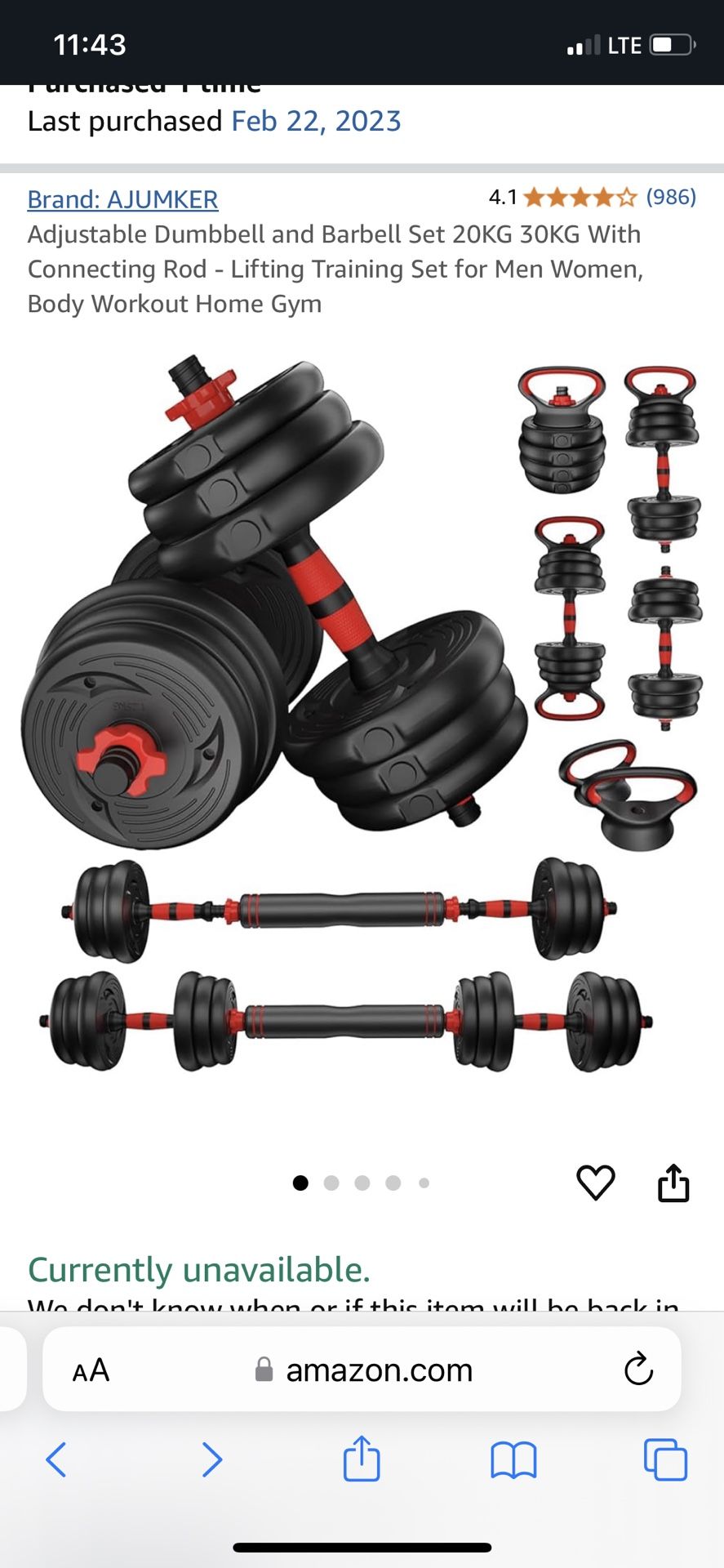 Adjustable Weight Set Up To 30kg. 