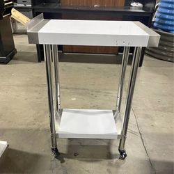 Assembled New Stainless Steel Work Table 24 x 18 x 38 Inch, with 4 Wheels, 3 Adjustable Height Level
