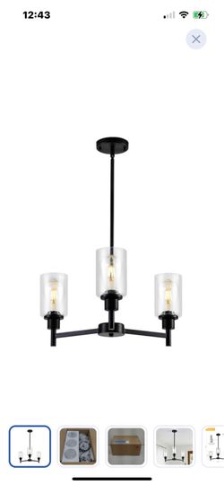 “New”3 light glass chandelier modern black