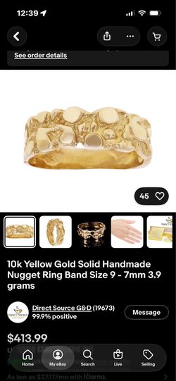 Solid gold nugget ring