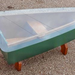 Mid century modern cottage cabin row boat coffee table w Awesome Clean Glass top