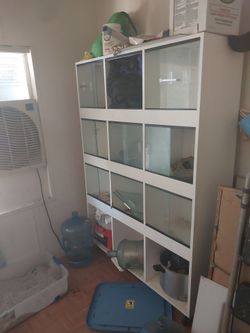 White Cube Shelving Unit with Glass Doors