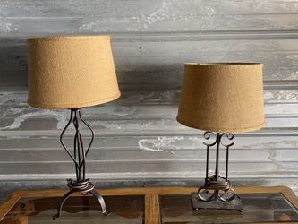 Black Lamps with Burlap Shades