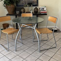 Breakfast set table with 3 wooden chairs