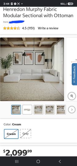 Henredon Murphy Fabric Modular Sectional with Ottoman