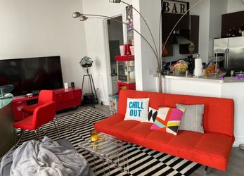 CB2 Flex sofa orange