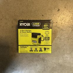 RYOBI USB Lithium 3-Port Charger and Power Source