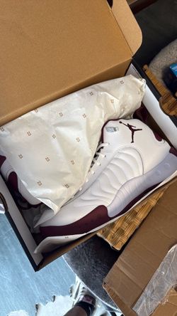 Air Jordan 12 White Maroon Sneakers