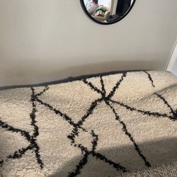 Fluffy Rug 5x7 Cream And Dark Gray