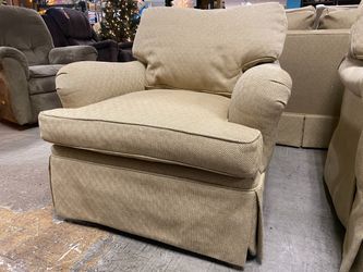 Beige Upholstered Diamond Patterned Armchair
