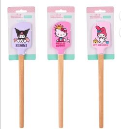 New sanrio hello kitty, my melody, kuromi silicone spatula 3 pc bundle set