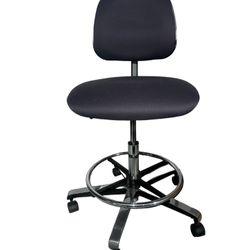 Armless Drafting Stool Counter Height Chair with Double Wheel Casters Black