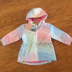 NWT Girls Rainbow Rain Coat Size 3T