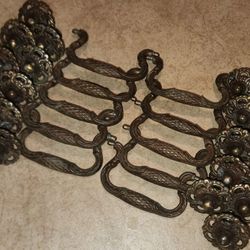 X10 VINTAGE ORNATE BRASS VICTORIAN DRESSER DRAWER TABLE CABINET KNOB PULL HANDLE HARDWARE