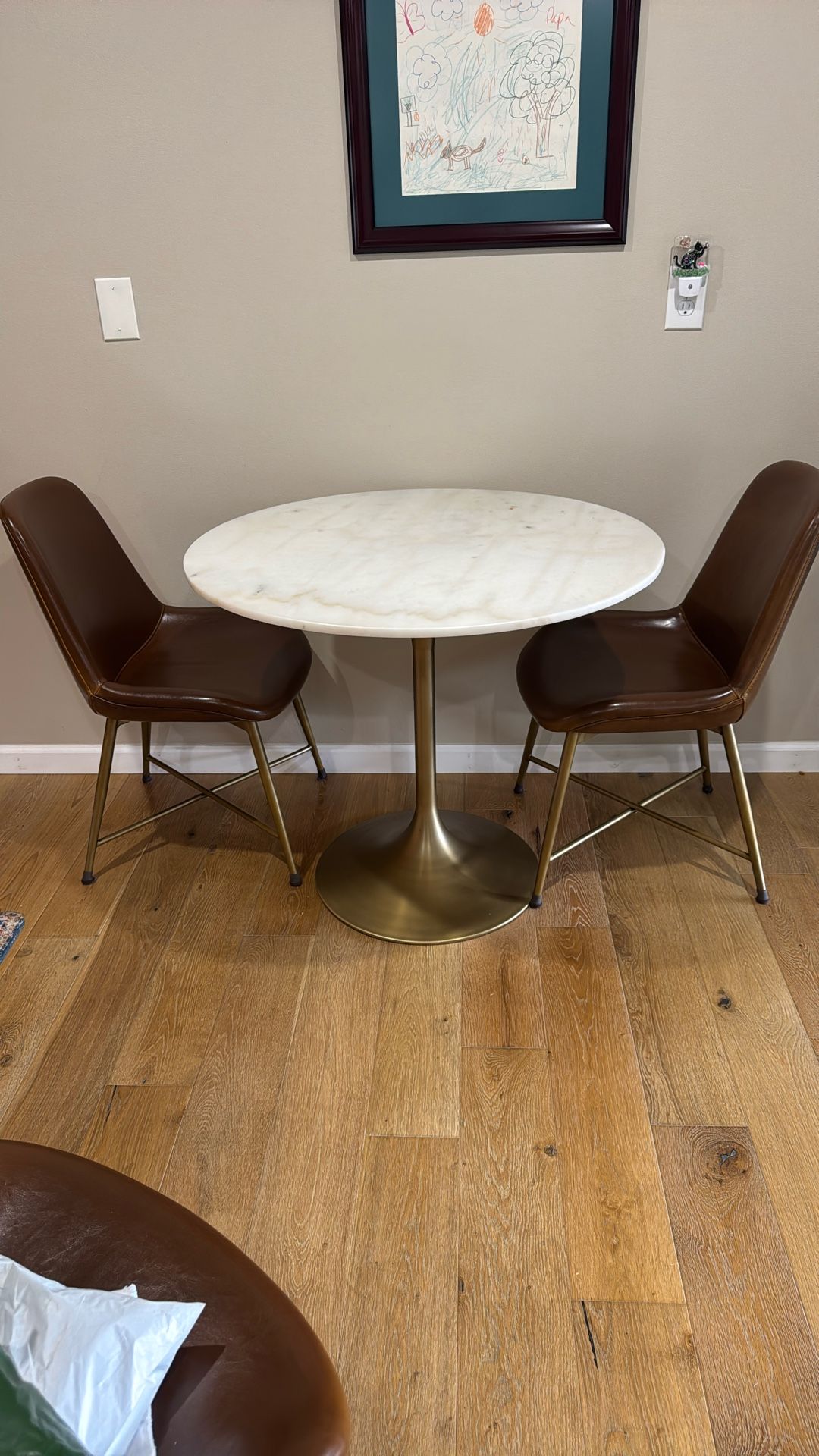World market bistro Table 34” Diameter and Chairs
